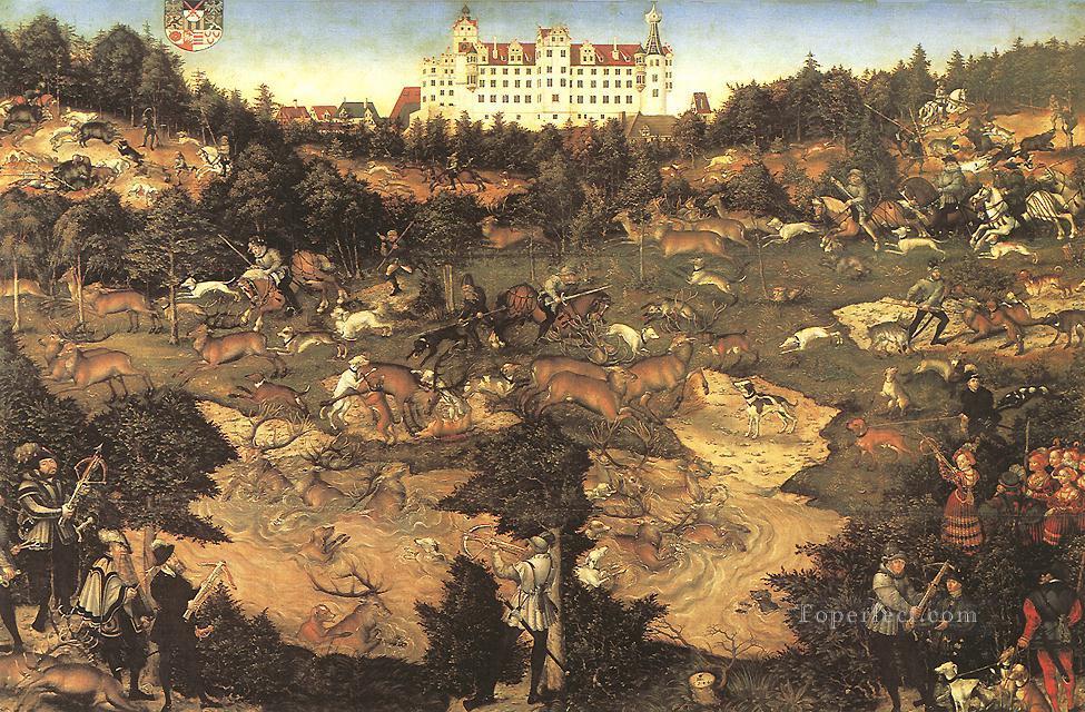 トルガウ城でのカール 5 世を讃える狩猟 ルネサンス ルーカス クラナハ長老油絵